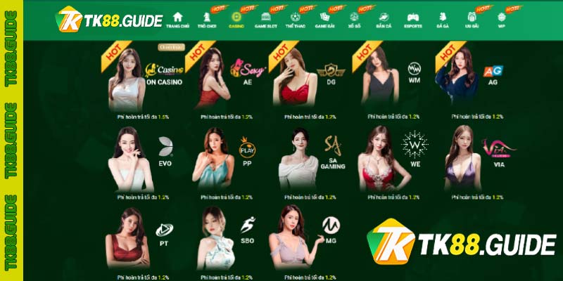 TOP ưu điểm sảnh live casino TK88 hiện có